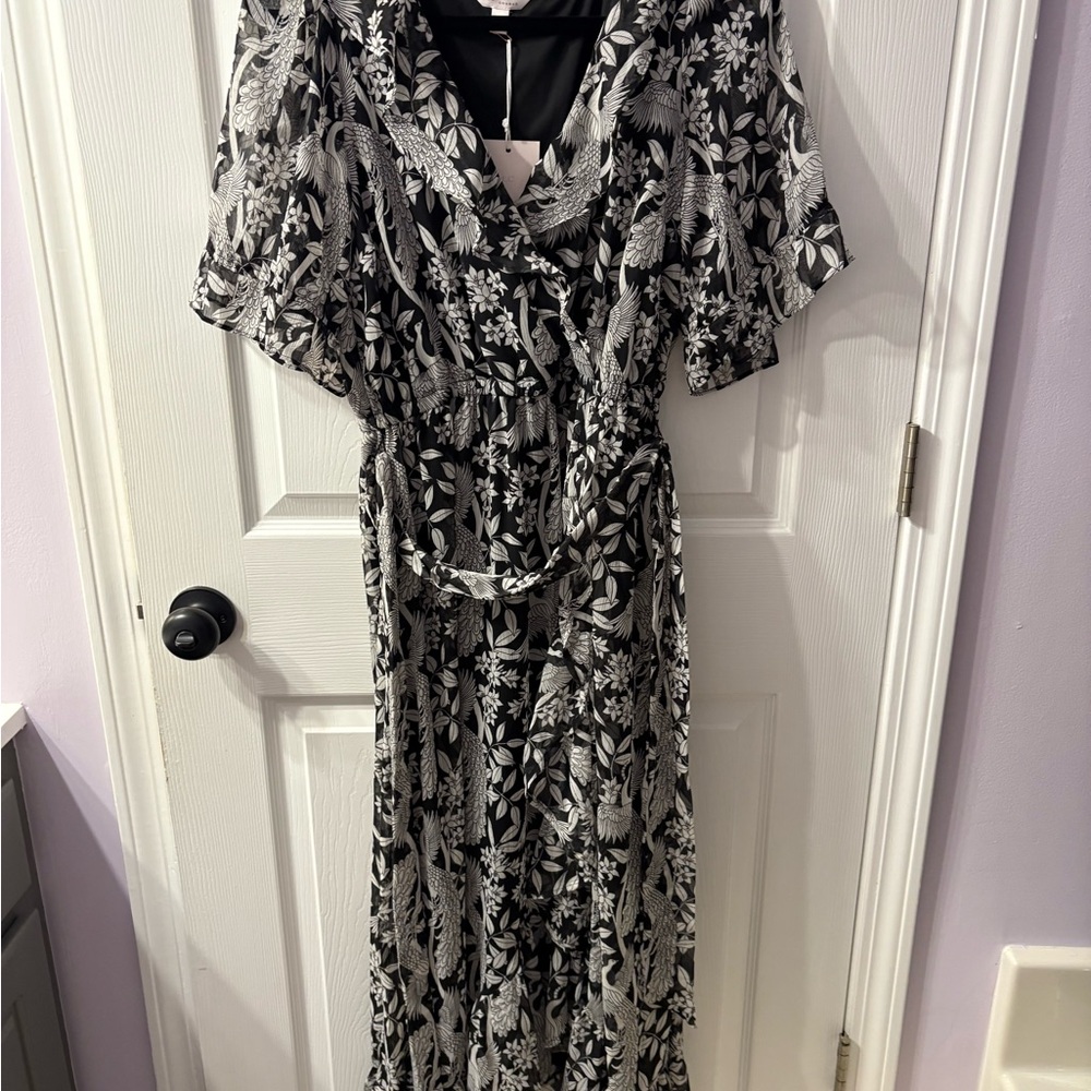LC Lauren Conrad Black and White Patterned Maxi Dress